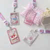 Portatarjetas Transparente Cuerda Larga Retráctil Serie C Conejo Jazmín Lindo y Compacto Estilo Ins Cubierta Protectora para Tarjeta de Campus Tarjeta de Comida