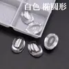 Anillo de gema de circón de piedra suelta transparente con forma de huevo y base plana, cara de anillo ovalada blanca lisa pulida, accesorio de piedra para bricolaje