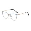 Gafas Jamie 808 Elegantes Ojo de Gato Metal con Montura Hueca Sin Graduación con Diseño de Empalme de Moda, Aptas para Lentes de Graduación, Estilo Europeo y Americano, Gafas Bloqueadoras de Luz Azul