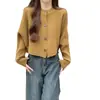 Cárdigan Suéter Corto Retro para Mujer en Otoño Chica Caliente Nuevo Casual Holgado Adelgazante Tejido de Punto Manga Larga