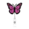 Porta-credencial retráctil de acrílico con mariposa de purpurina Colgante creativo para nombre Etiqueta de nombre Fuente de fábrica transfronteriza