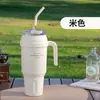 Taza Aislada de Gran Capacidad, Botella de Agua Unisex, Acero Inoxidable con Popote, Taza Portátil para Deportes y Viajes, Sellada de Gran Capacidad