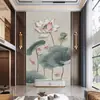 Papel Tapiz Clásico Chino de Loto Estéreo 3D para Pared de Fondo de Vestíbulo, Revestimiento de Pared para Sala de Estar, Revestimiento de Pared para Dormitorio, Mural para Villa