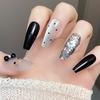 Uñas Portátiles Populares de Xiaohongshu, Uñas Manicura Ojo de Gato con Pedrería de Alta Gama, Uñas Portátiles de Lujo Puro Deseo Largas y Accesibles