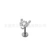 Brinco de titânio F136 com escorpião cravejado de zircônia 5A, joia para piercing corporal de liga de titânio G23, pino de osso da orelha, pino de orelha