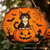 Placa de Madeira de Gato Engraçado para Halloween Transfronteiriça Estilo Americano Abóbora Gato Preto Decoração Atmosfera Festiva Artesanato