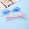 Europa y Estados Unidos transfronterizos gafas de sol metálicas de montura pequeña gafas de sol de montura ovalada retro moda pieza de océano gafas de sol transfronterizas moda