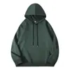 Sudadera con capucha forrada de forro polar de 380 g, estilo otoño e invierno, casual, cálida, versátil, color liso, jersey grueso para hombre