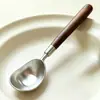Cuchara de Acero Inoxidable con Mango de Madera de Nogal para Uso Doméstico, Cuchara Redonda, Cuchara para Sopa, Tenedor, Cuchara, Palillos, Cuchara para Arroz Seco Estilo Retro Ins de Restaurante
