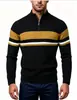 Suéter de media cremallera para hombre para comercio exterior, otoño e invierno 2026, cuello alto, bloques de color a rayas, camiseta base de punto casual moderna para hombre