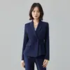 Terno Azul Marinho Calça Bootcut Feminina Comércio Transfronteiriço de Luxo Conjunto de Duas Peças Tendência de Moda para Outono e Inverno