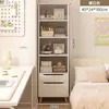 Estantería Moderna Minimalista para el Hogar con Puertas, Estante de Almacenamiento Estrecho a Prueba de Polvo, Gabinete de Almacenamiento Simple Multicapa de Pie para la Sala de Estar