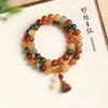 Nuevo Estilo Chino Pulsera de Doble Círculo Bodhi de Dunhuang Exquisita de Estilo Nacional Cuentas de Manzana Pulsera Giratoria de Descompresión para Jugar Mujeres Al por Mayor