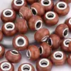 Cuentas de Resina Acrílica de 14 mm con Agujero Grande, Coloridas Facetadas con Patrón de Grietas, Cuentas Espaciadoras para Pulseras DIY, Accesorios de Joyería, Material para Enhebrar