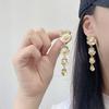Aretes Largos Plisados con Borlas de Perlas y Flores Estilo Francés, Aretes de Diseño Elegante y Femenino