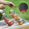 Jaula Giratoria para Parrilla de Acero Inoxidable, Herramienta Portátil Engrosada para Acampar al Aire Libre, Jaula para Asar Verduras, Rejilla para Barbacoa de Puesto