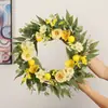 Amazon Corona de Fruta Limón de Verano para el Hogar, Boda, Casa de Campo, Fiesta, Camelia Artificial Colgante de Pared, Corona Luminosa