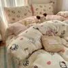 Juego Universal de Cuatro Piezas para Cama de Hilo Doble Clase A Estilo Pastoral Funda de Edredón Estampada Juego de Tres Piezas para Cama de Dormitorio de Estudiantes Sábanas