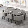 Mesa Ovalada para Conferencias Simple y Moderna para 6-8 Personas Mesa Larga Combinación de Mesa y Silla para Sala de Lectura de Biblioteca Sala de Entrenamiento Recepción