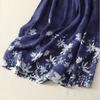 En Stock Verano Nuevo Algodón y Lino Estampado Reductor de Edad Cuello Redondo Manga Corta Longitud Media para Viajar Artístico Simple Vestido Largo