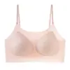 Ropa Interior Nueva de Verano Ultra Delgada Fresca de Seda de Hielo Sin Costuras Transpirable con Copa Fija Sensación de Segunda Piel Camisola con Strass y Gel