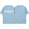 Marca de Moda Transfronteriza REPRESENT Basic Logotipo de Etiqueta Pequeña Estampado de Letras Camiseta Holgada Casual de Manga Corta para Hombre y Mujer