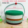 Cesta de Almacenamiento Tejida de Contraste de Color Retro con Asa y Tapa para Escritorio del Hogar, Artículos Varios, Bocadillos y Juguetes