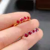 Anillo de Rubí Natural Transfronterizo de Amazon Plata S925 Piedra Principal 3*3 Joyería de Lujo Venta Directa de Fábrica