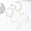 Pulsera de Acero Inoxidable Chapado en Oro Estilo Ins Transfronterizo de Lujo Ligero con Circonita de Gota de Agua y Perla de Agua Dulce Cadena Delicada para Dedos para Mujer