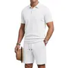 Conjunto de polo jacquard texturizado para hombre transfronterizo, conjunto de dos piezas de verano americano casual de manga corta + pantalones cortos para hombre en Amazon