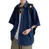 Camisa de Mezclilla Vintage Estilo Hong Kong Verano Hombres Marca de Moda Camisa de Manga Corta Juventud Holgada Casual Trabajo Chaqueta Delgada