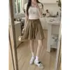 Pantalones Falda Caqui de Cintura Alta Tallas Grandes para Mujer Verano Delgados Nuevo Estilo Pantalones Cortos Holgados Petite Negros de Pierna Ancha a la Rodilla