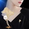 Moda Europeia e Americana Francesa Retro INS Luz de Luxo Indústria Pesada Zircônio Ginkgo Broche High-end Light Luxury Corpete Acessórios Mulheres