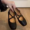 Zapatos Mary Jane de Estilo Ballet de Moda Francesa para Mujer, Punta Cuadrada, Tacón Grueso, Mocasines de Cuero con Correa de Hebilla Retro