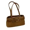 Bolsas de Comércio Exterior de Outono, Bolsa de Ombro Coreana de Nicho para Mulheres, Bolsa Baguete Vintage Fosca, Bolsa de Ombro de Mão Elegante de Luxo Leve