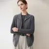 Nuevo Chaleco de Cachemir Otoño e Invierno para Mujer Cuello Semi-Alto Cremallera Doble Textura de Punto Sin Mangas Cárdigan Top Suéter