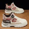 Zapatos de Hombre Otoño Nuevo Botón Giratorio Caña Alta Antideslizantes Botas Martin Casual Versátil Zapatillas Deportivas Suela Gruesa Modernos