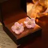Pendientes de flores 2024, nuevos pendientes de tobillo rojos de lujo ligeros y elegantes de estilo celebridad para mujer.