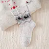 Meias de Lã para Mulheres, Outono e Inverno, Meias Fofas Retro Fair Isle com Cachorro, Engrossadas e Forradas com Lã, Meias Longas Quentes