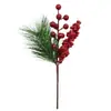 Galhos de Frutas Vermelhas Simuladas Personalizados Acessórios de Decoração de Feriado Fabricantes Atacado Galhos de Flores de Natal Plantas Cortes de Agulhas de Pinheiro de Natal