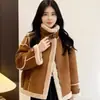 Invierno 2025 Nuevo Estilo Coreano Gama Alta Gamuza Impermeable Piel de Visón Todo en Uno Engrosado Cálido Chaqueta de Motocicleta para Mujer