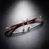 Gafas de Moda Estilo Coreano, Espejo Plano Cortado al Borde Sin Marco, Alta Definición, Anti-Luz Azul, Montura de Madera, Estilo Literario Retro