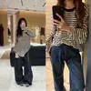 [Recomendación Principal] Camisa de Manga Larga a Rayas con Cuello Redondo, Teñida en Hilo, Lavada con Enzimas, Nueva Colección Primavera/Verano Yuran 26, Mezcla de Lino y Tencel