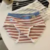 Pantaletas de Malla Transpirable Estilo Americano para Mujer, 10A Algodón Puro, Entrepierna Extendida, Nuevos Slips Rayados para Estudiante 2026