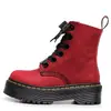 Botas de Moda de Cuero Crazy Horse Verde de Primera Capa con Suela Gruesa de 6 Ojales para Mujer 1460 Botines Cortos de Estilo Británico para Mujer con Plataforma con Cordones Botas de Motocicleta de Trabajo