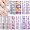 Fábrica Zhengxiang personalizado OEM polvo de cebolla cielo estrellado floreciente aurora pegatinas para uñas de los pies uñas de los pies de dama pegatinas para uñas ODM