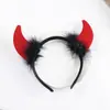 Diadema de cuernos de diablo para Halloween transfronteriza, accesorio para el cabello de Halloween, diadema de plumas negras, pasador, disfraz de festival de fantasmas