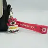 Oso de Fresa Famoso en Internet Muñeco de Dibujos Animados de PVC Colgante Llavero Llavero para Llaves de Coche Colgante Decorativo para Bolso Infantil