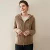 Nuevo Cárdigan de Cachemira para Mujer con Capucha Suelto de Punto Chaqueta Sudadera de Punto Otoño e Invierno Top Elegante para Mujer
