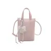 Mini Bolso de Lunares con Colgante de Corazón, Correa Ancha Tejida para el Hombro, Bolso Cruzado para Teléfono, Estilo Dulce de Niña